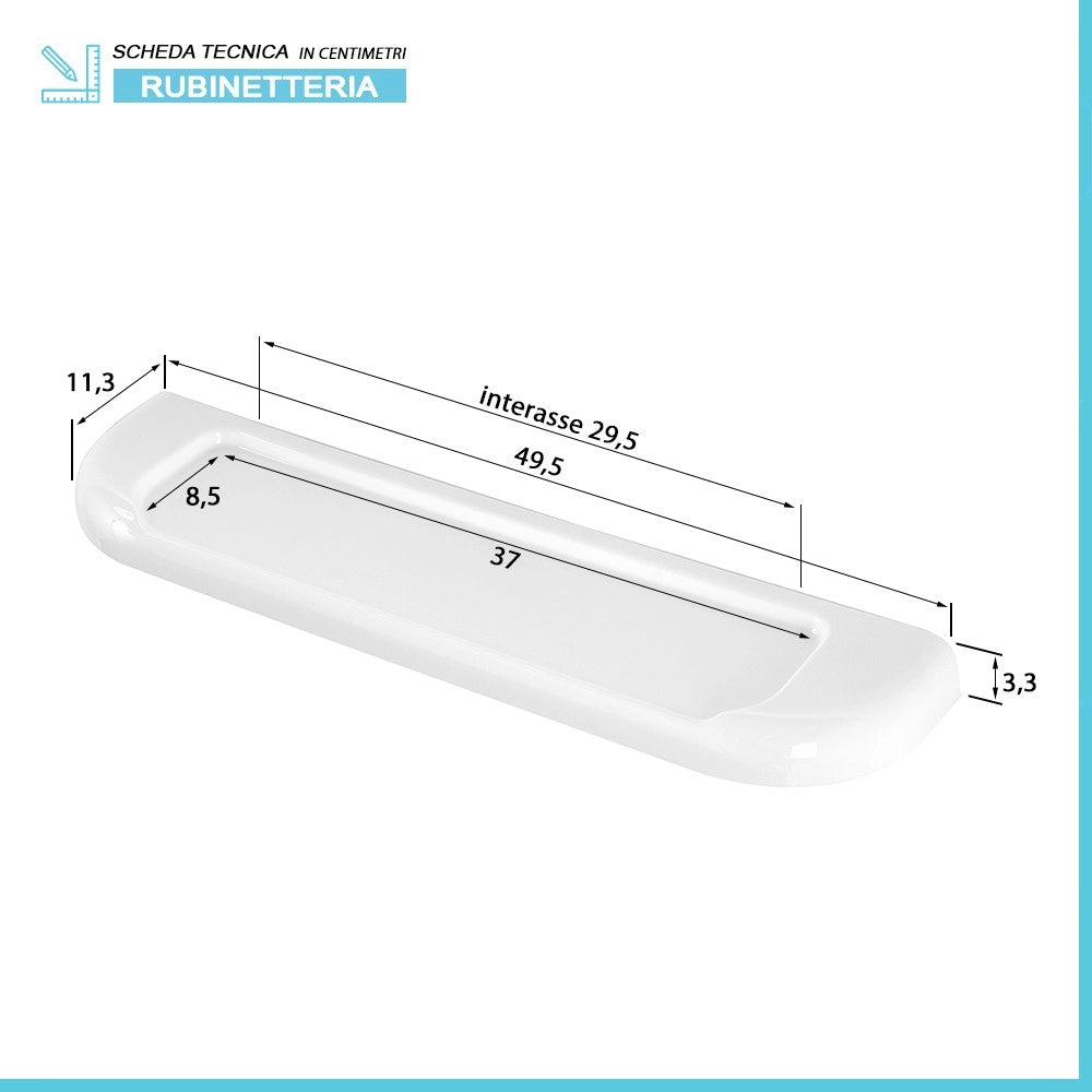 Mensola bagno a muro 50 cm in ABS bianco  Gioia
