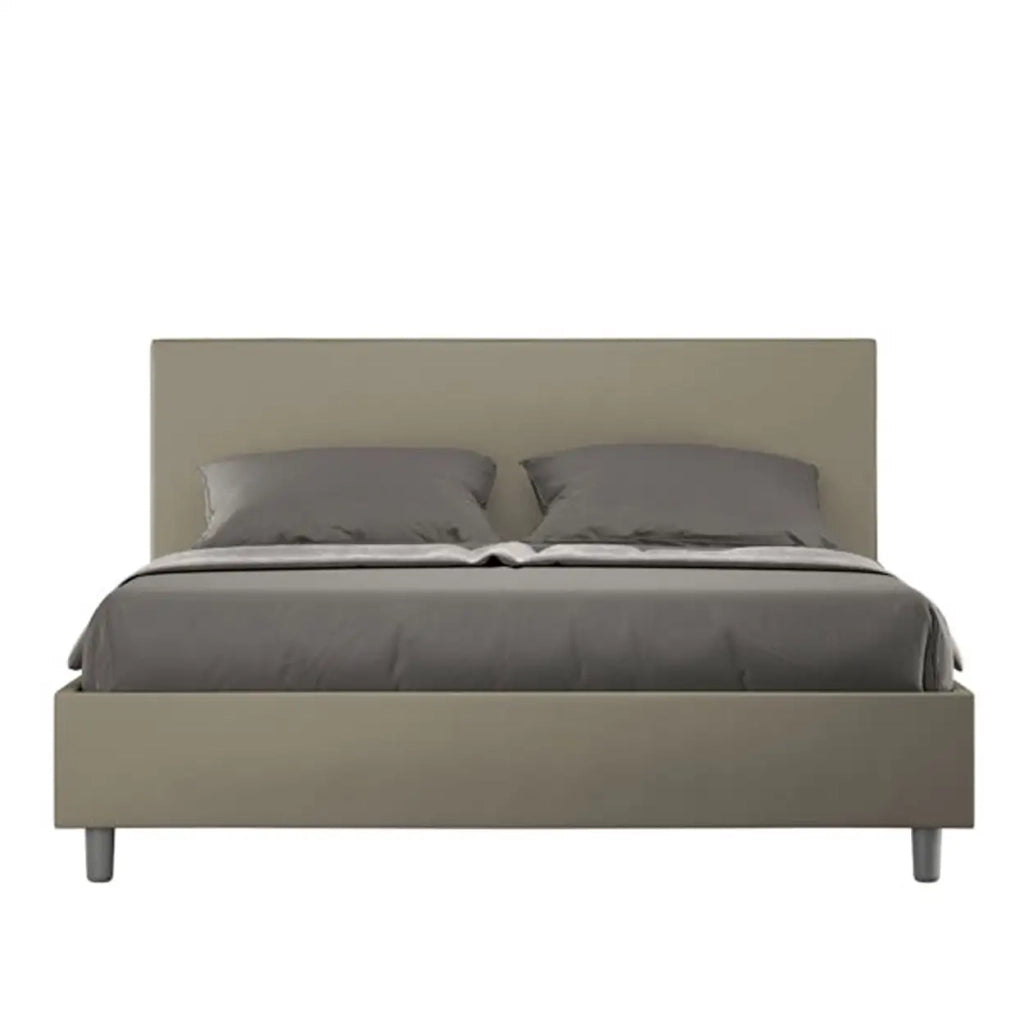 Letto matrimoniale con rete imbottito 160x210 similpelle cappuccino Adele