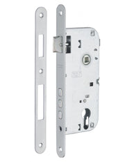 Cassa serratura per cilindro europeo, asse 45 mm, interasse 85 mm, 3 catenacci, frontale cromato – THIRARD