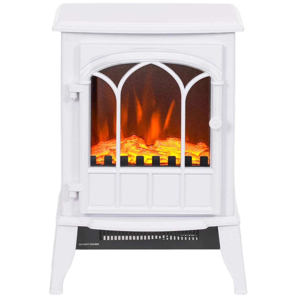 Camino da Terra Elettrico Potenza 1000W / 2000W con Effetto Fiamma Regolabile, 39x23x56.5cm, Bianco