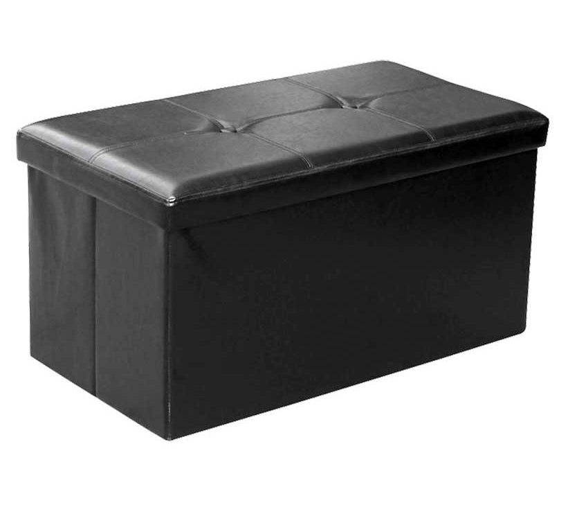 POUF CONTENITORE IMBOTTITO RETTANGOLARE 80X40 CM COLORE NERO