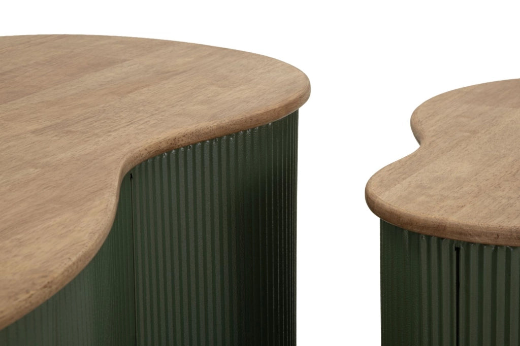 Tavolini da Caffè Frankfurt Coppia Verdi 87x53x32 cm in Gomma e Metallo