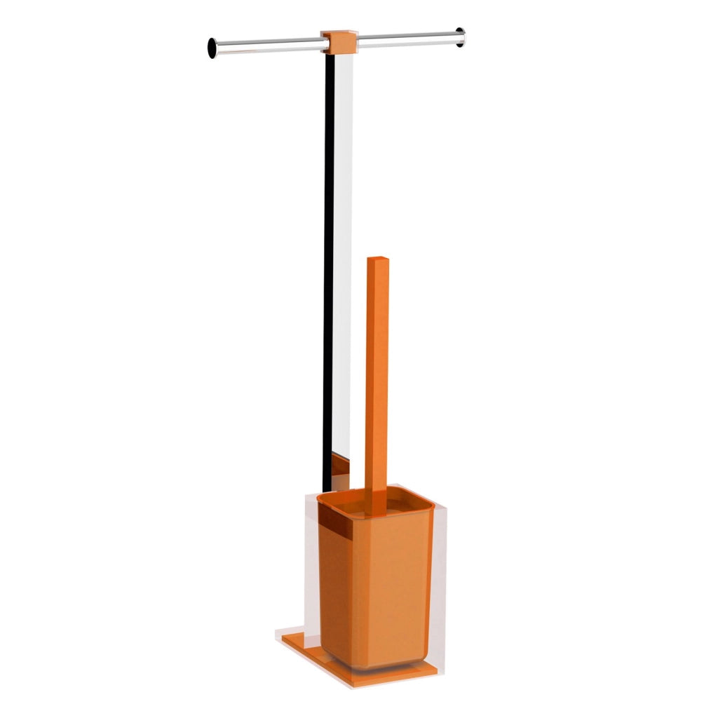 Colonnina portarotolo e scopino WC acciaio inox e resine termoplastiche serie Rainbow Gedy RA32 Arancio Trasparente