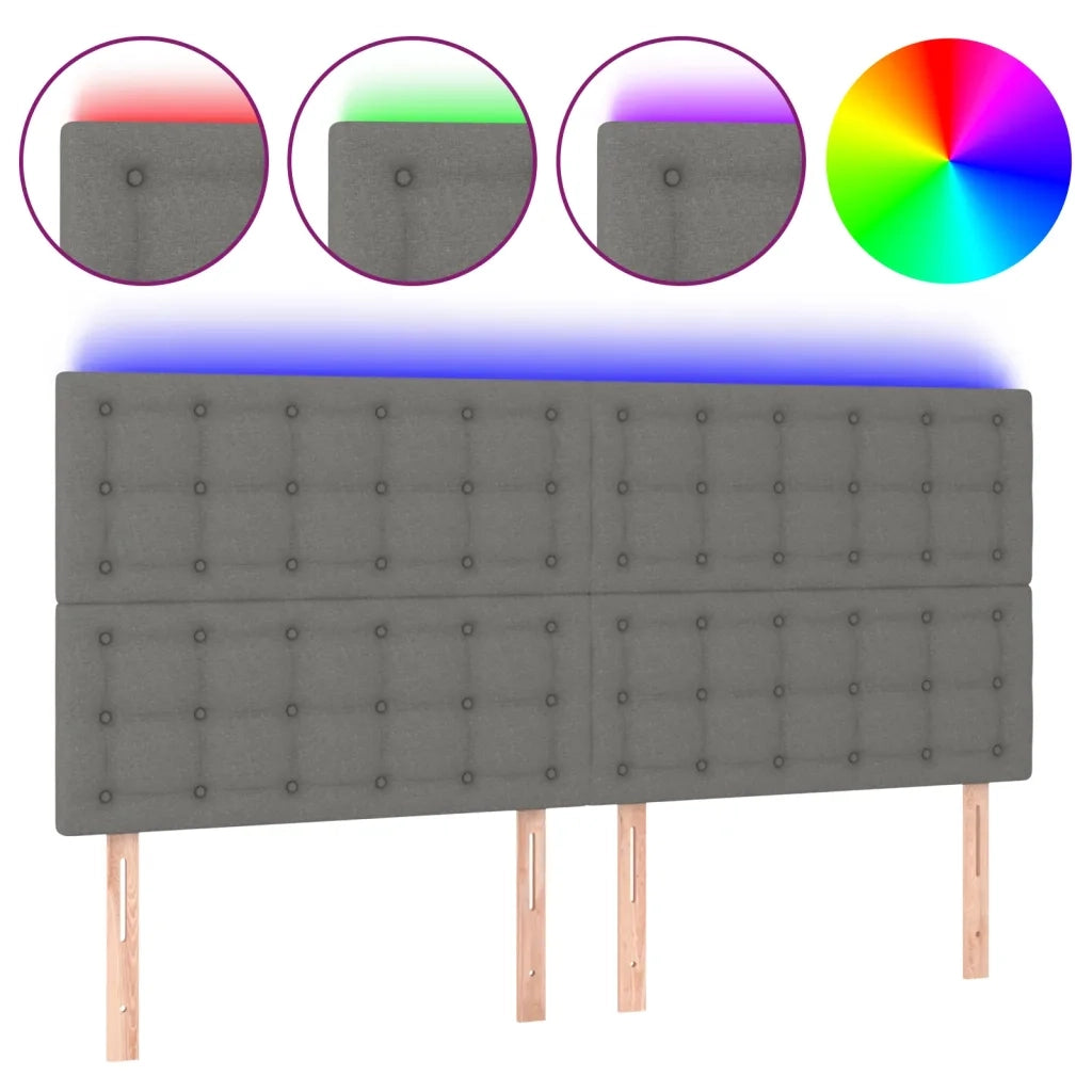 Testiera | Testata a LED GrigioScuro 160x5x118/128cm inTessuto