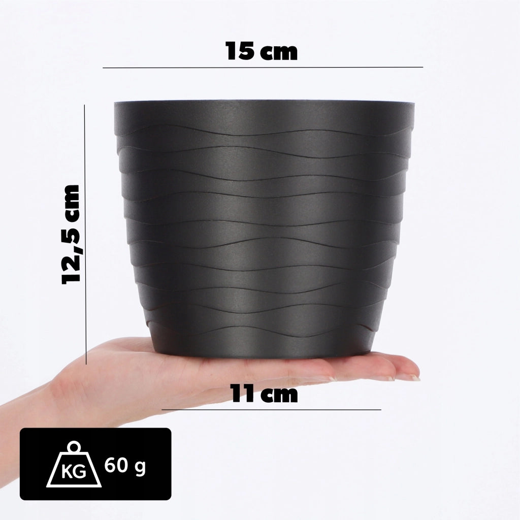 Vaso da fiori KADAX in plastica, rotondo, nero, 15 cm, per fiori e piante.