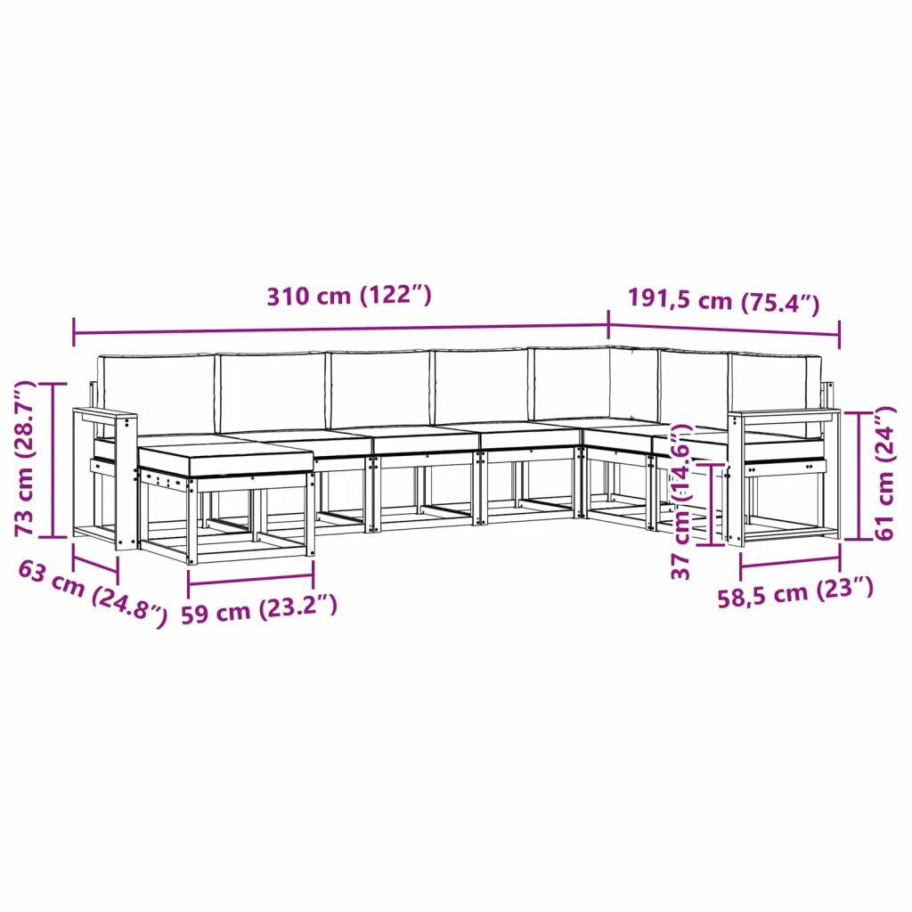 Set di divani da esterno 8 pz Bianco e Grigio Chiaro 3388055