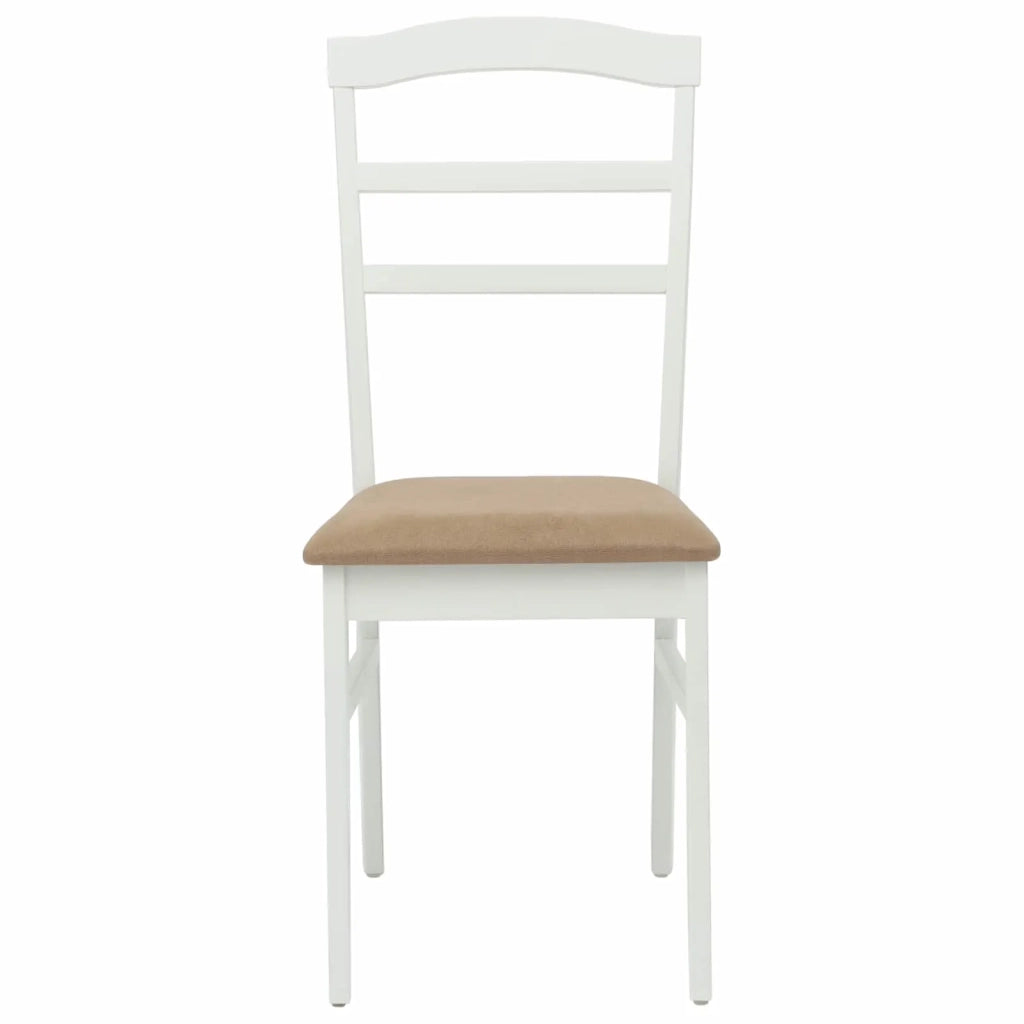 Sedia da pranzo 2 pcs Bianco e marrone Legno di gomma solido