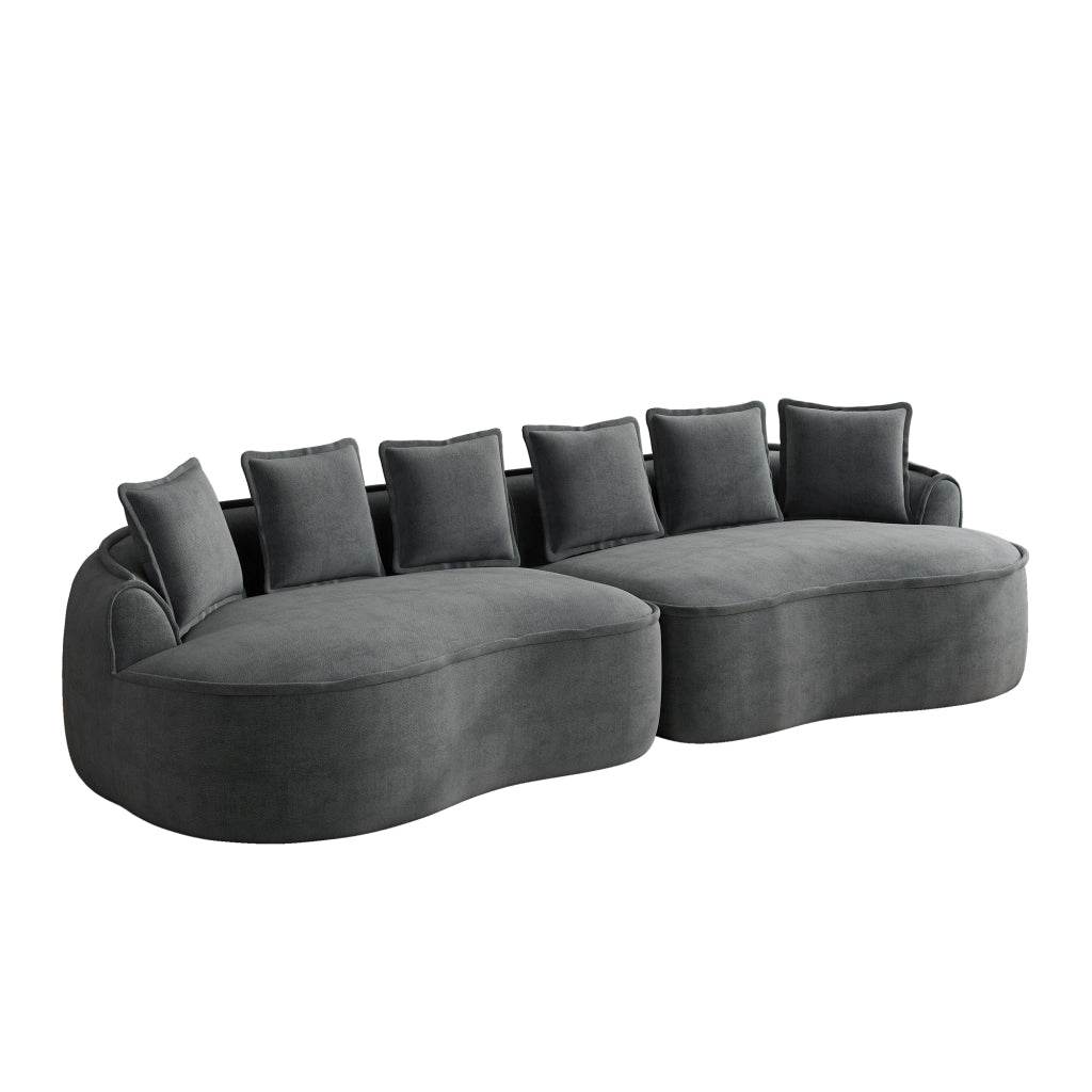 Divano 4 Posti in Tessuto Chenille con Cuscini ¨C MINIMAL ¨C Grigio