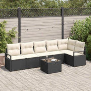 Set di divani con cuscino 7 pcs Nero polyrattan 3346407