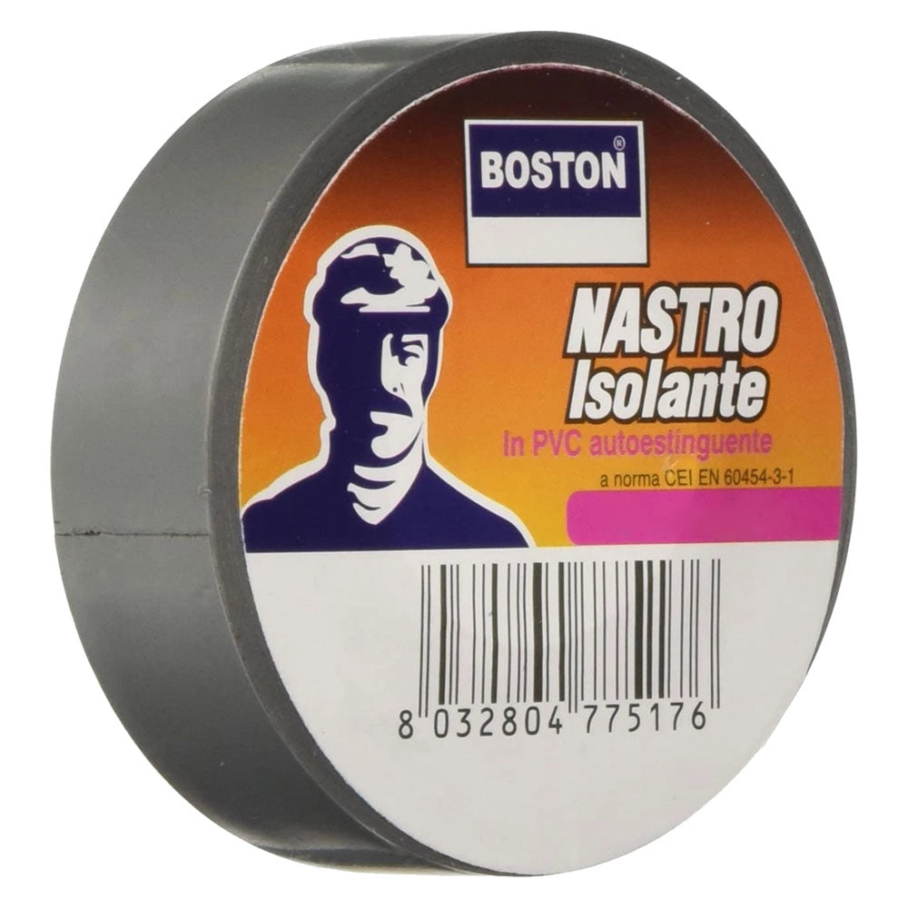 NASTRO ISOLANTE mm. 19 x 25 mt - grigio- 8 pezzi  - BOSTON