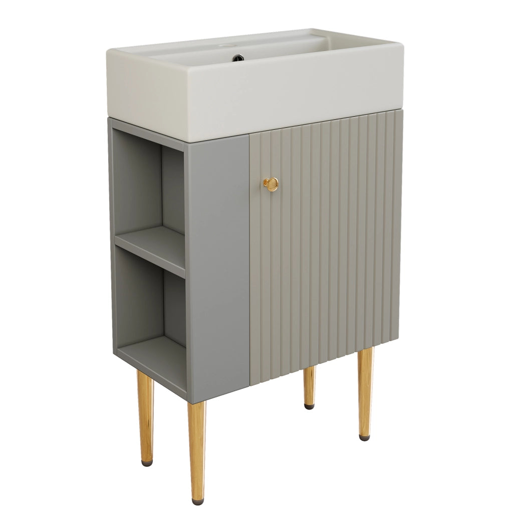 Mobile bagno con lavabo e sottolavabo 55 cm, grigio chiaro