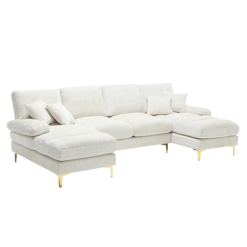 Divano U Angolare Chenille 3 Posti ¨C MINIMAL ¨C Grigio, Tessuto