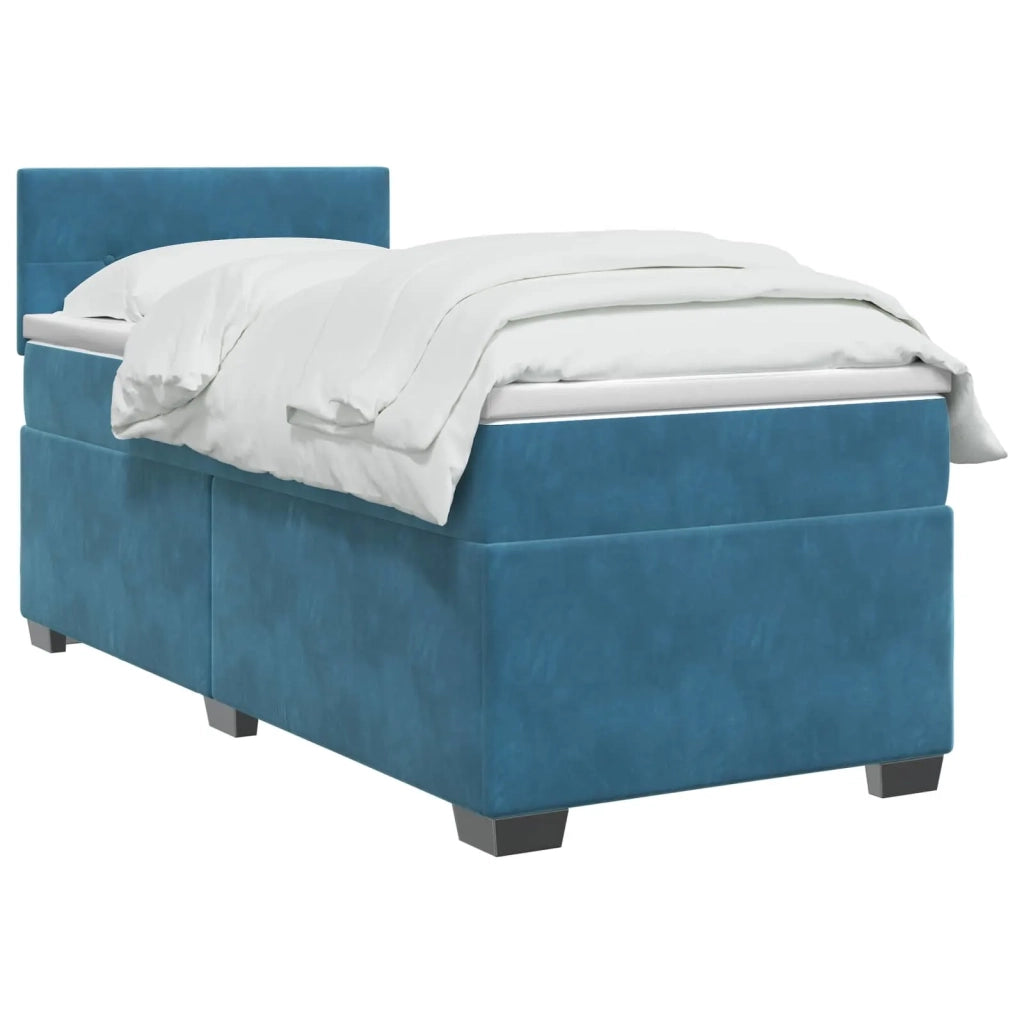 Letto con Box Spring, Materasso e LED Blu 90 x 200 cm Velluto 3452106