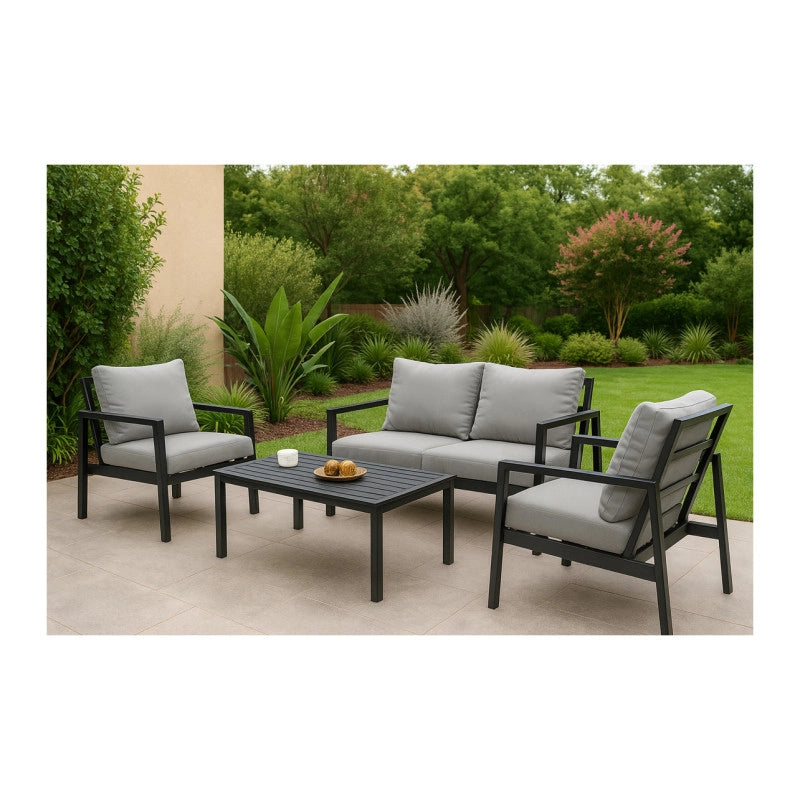 Salotto 4 Pezzi Monroe Grigio Alluminio
