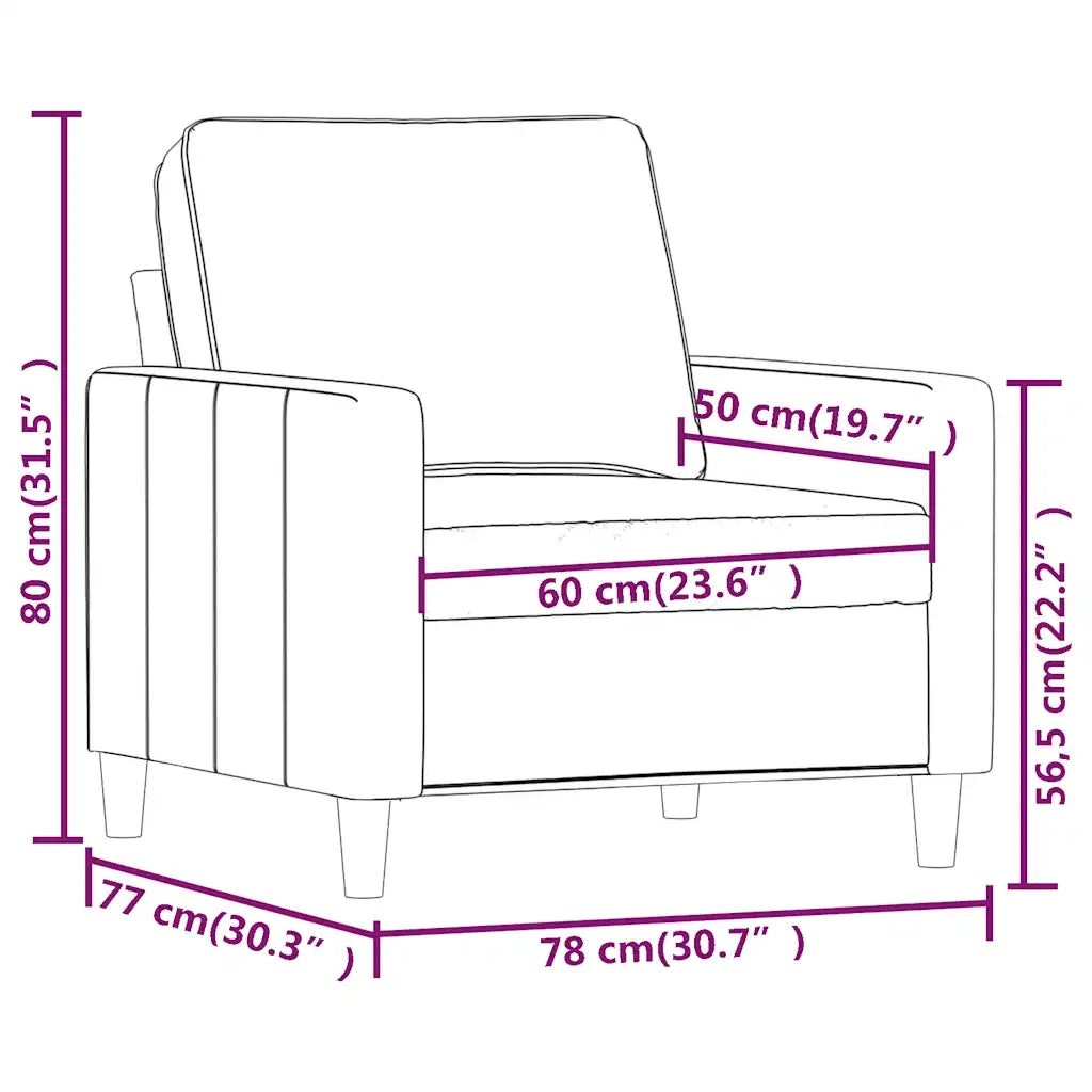Fauteuil Bleu 60 cm Velours