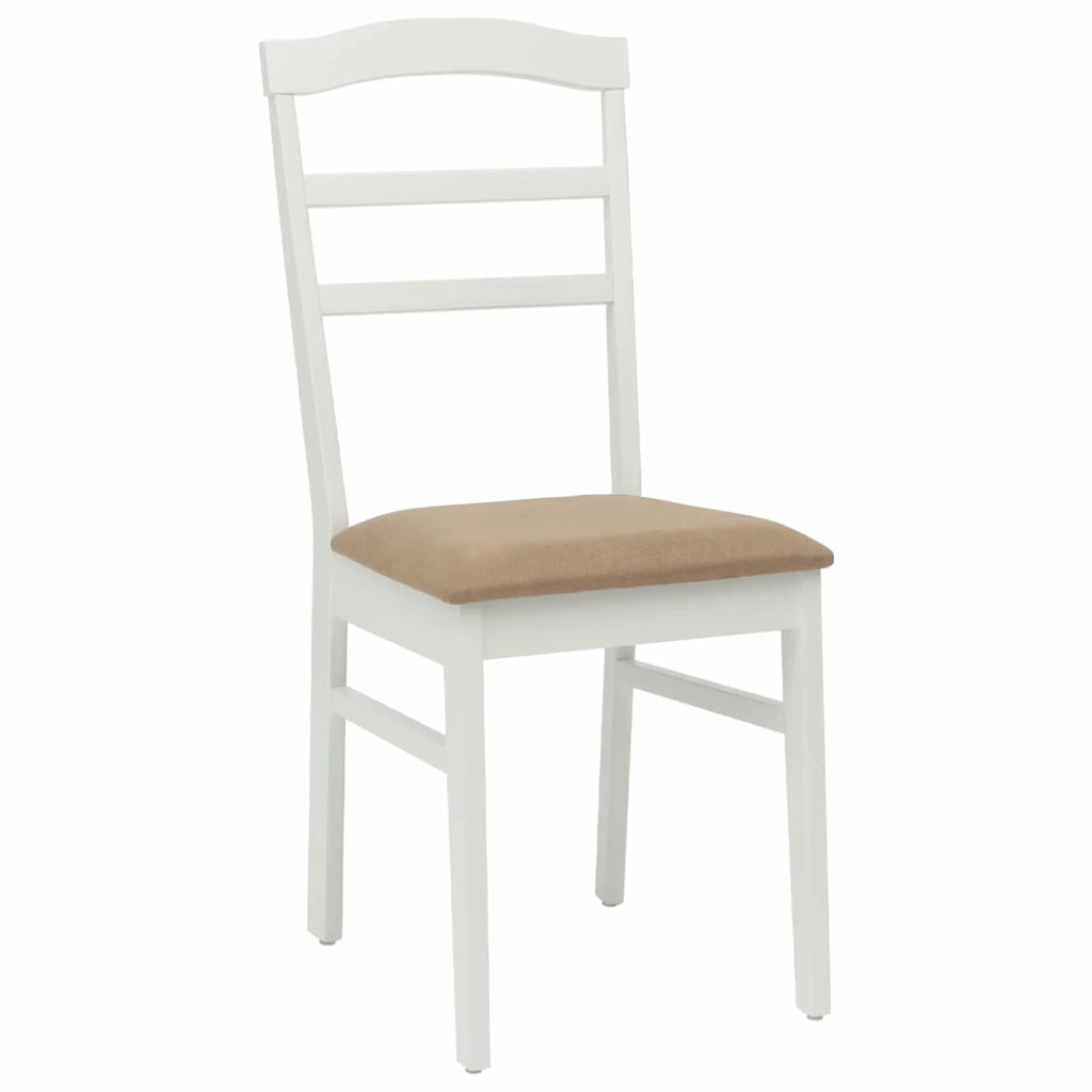 Sedia da pranzo 2 pcs Bianco e marrone Legno di gomma solido