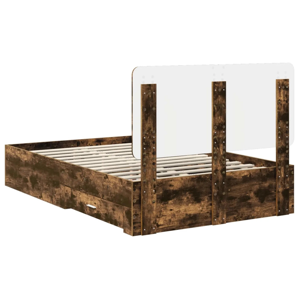 Letto matrimoniale | Letto per adulti | Struttura del letto Rovere fum¨¦ 120 x 190 cm Legno multistrato
