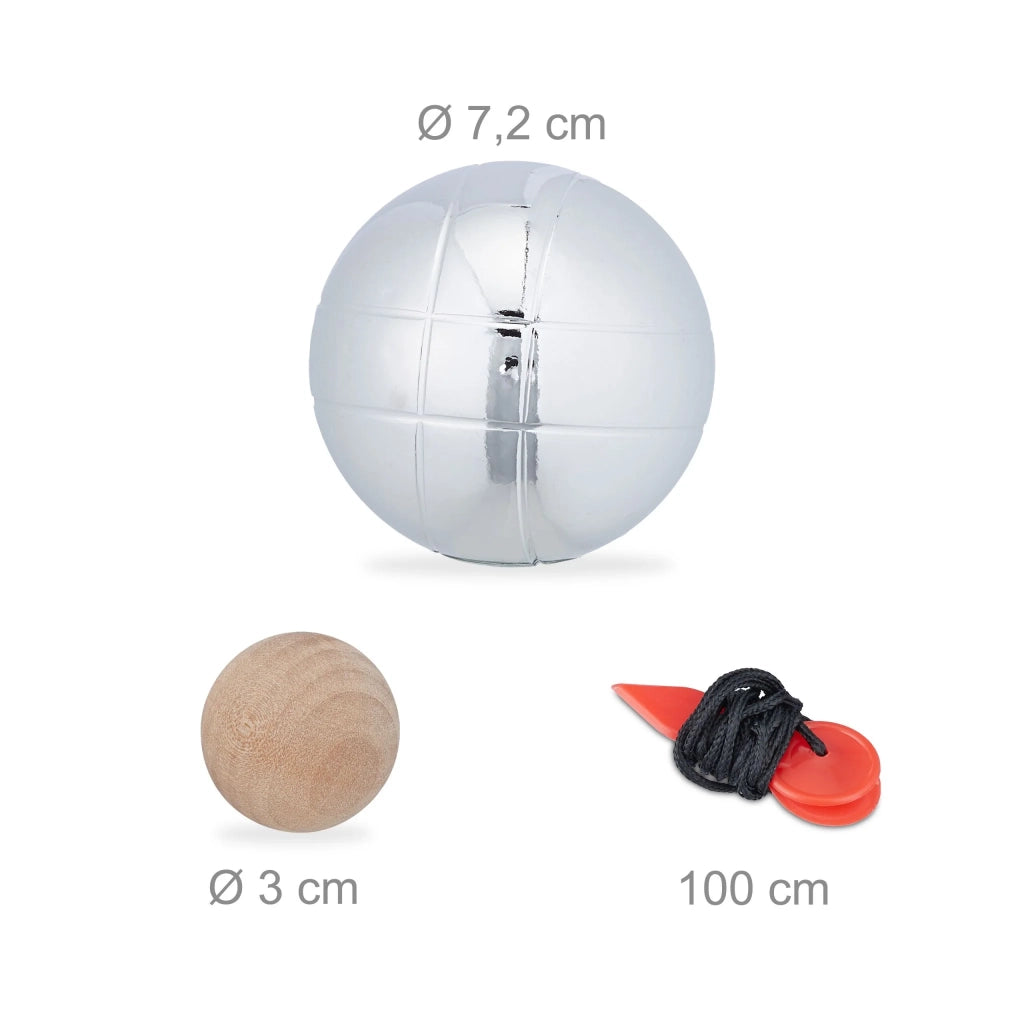 Set di 8 bocce da pétanque in acciaio per giochi all'aperto giardino 28 mm comoda custodia in acciaio grigio 13_0015906