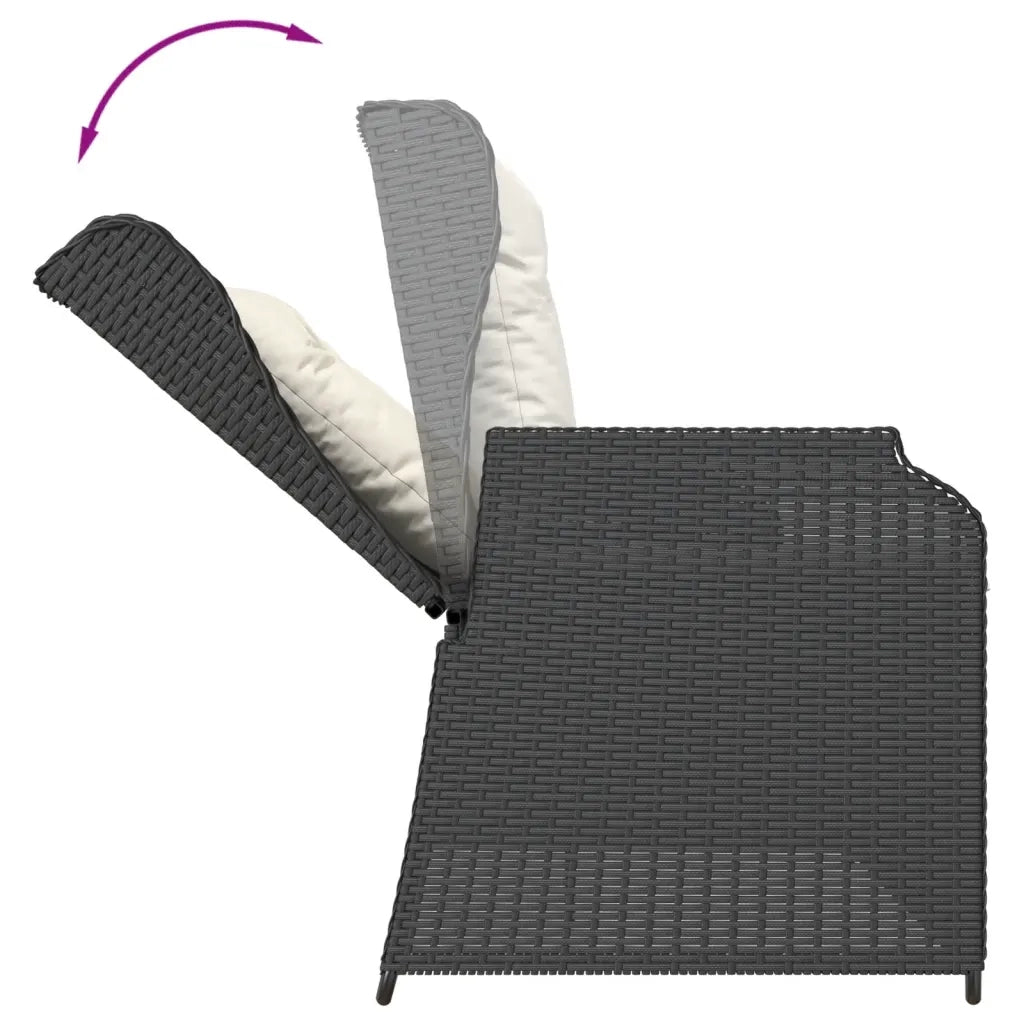 Set Divani da Giardino 3 pz con Cuscini Nero in Polyrattan