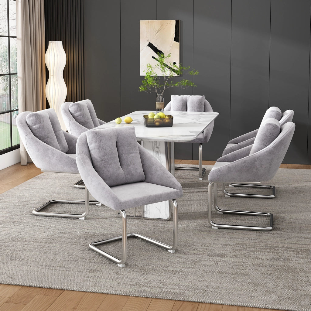 SEDIA Girevole in Velluto Grigio Set da 4 pezzi