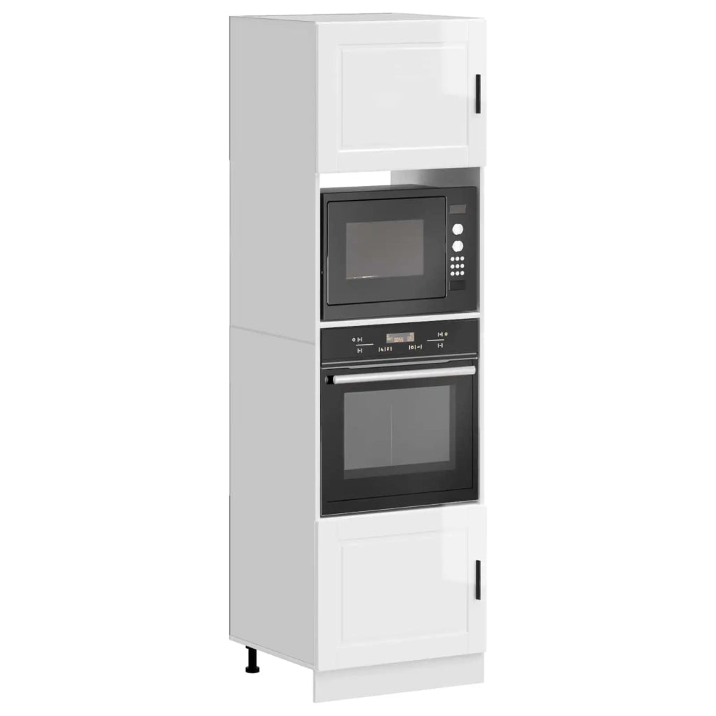 Armadi Forno 2 pz Porto Bianchi Lucido in Legno Multistrato 3315053