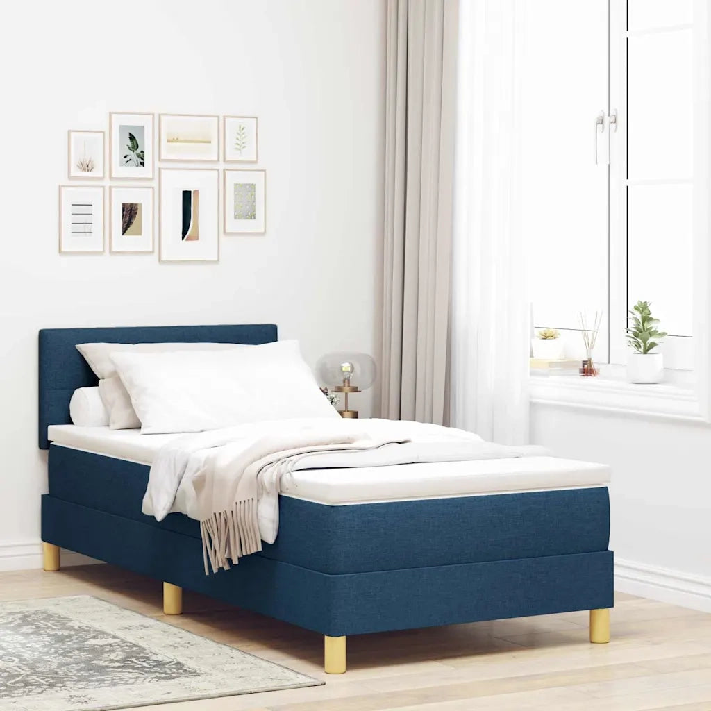 Letto a Sorgente LED con materasso Blu 100 x 200 cm Tessuto