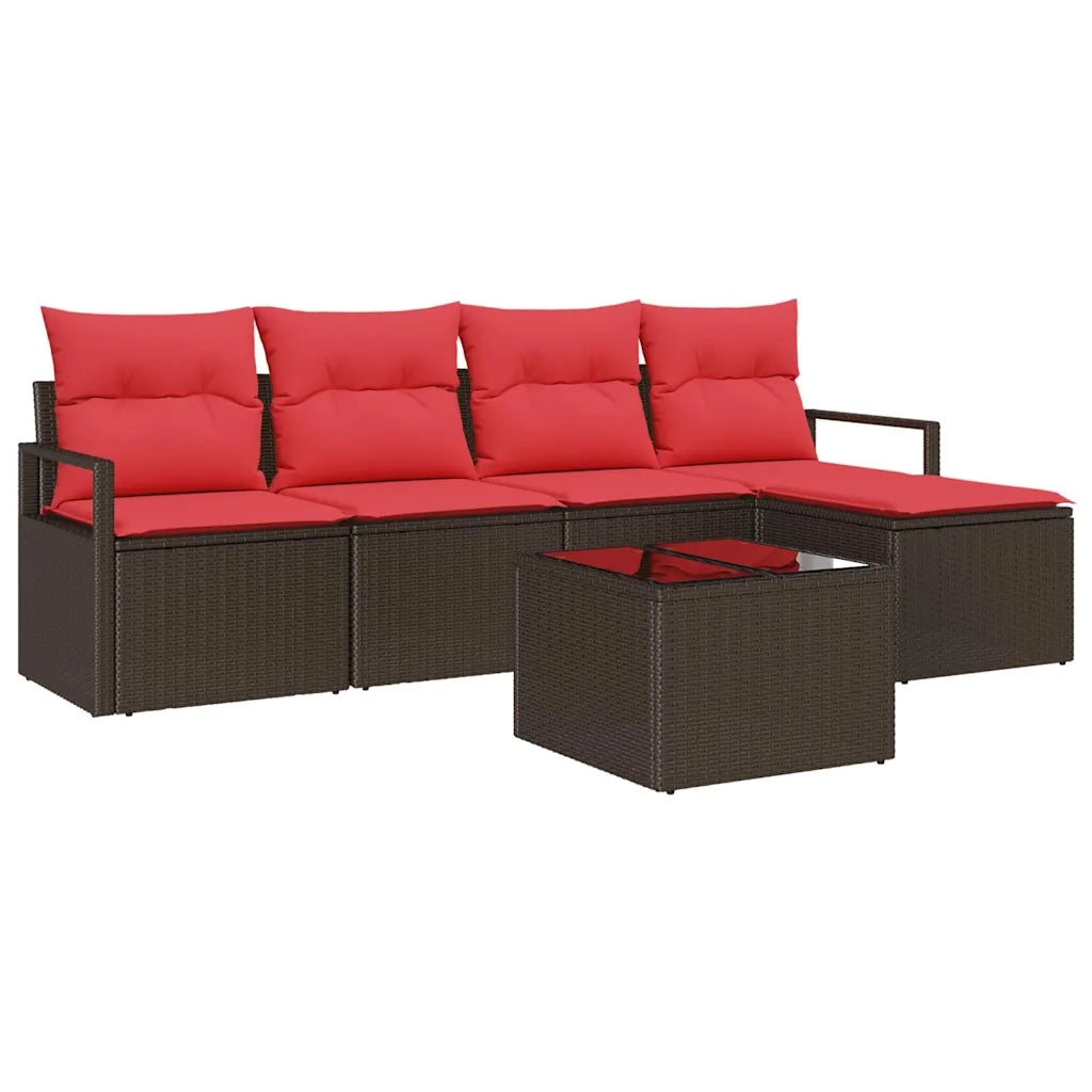 Set di divani con cuscino 6 pcs Marrone polyrattan 3346354