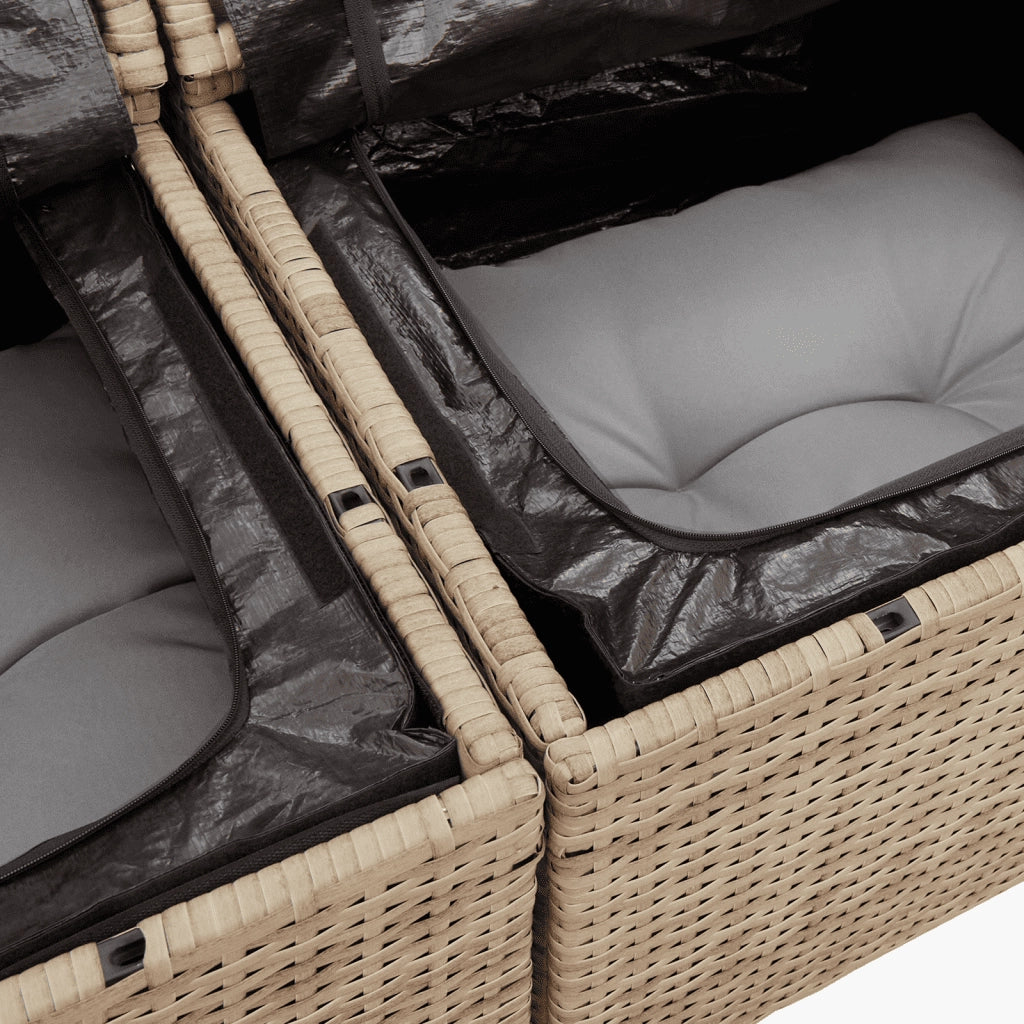 Set Divano da Giardino 9 pz con Cuscini Beige in Polyrattan 3260141