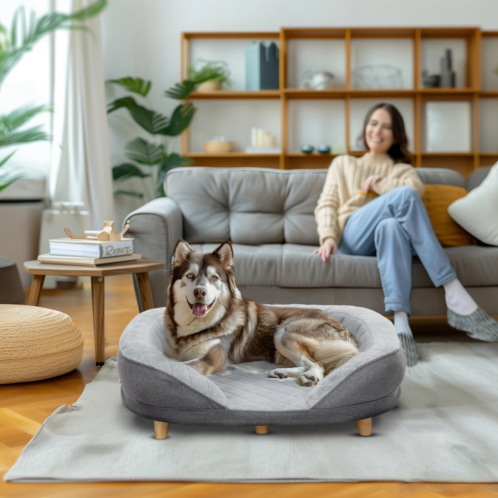 EasyComfort Cuccia Divano per Cani con Imbottitura, Lettino per Cani Taglia Grande e Media fino 25kg, 90x78x25cm, Grigio