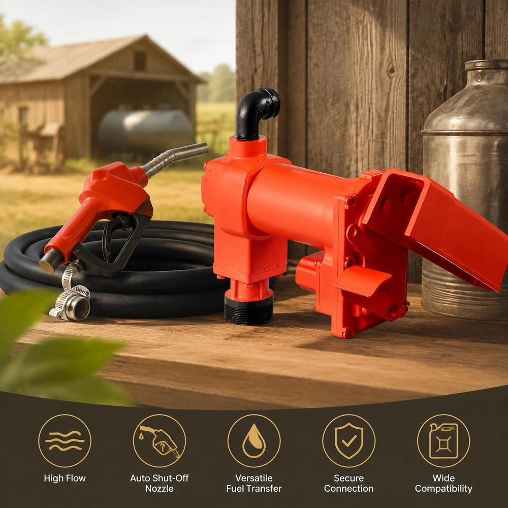 Fuel Transfer Pump, 230V AC, Electric Diesel Transfer Pump, 57L/min, With Automatic Fuel Nozzle Shut-off, Delivery Hose, For Gasoline, Kerosene, Biodiesel, Ethanol Mixture