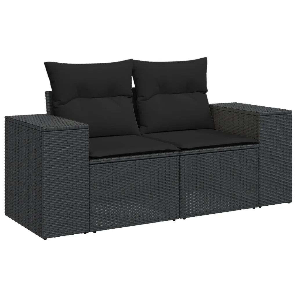 Set Divani da Giardino con Cuscini 7pz Nero Polyrattan 3222984