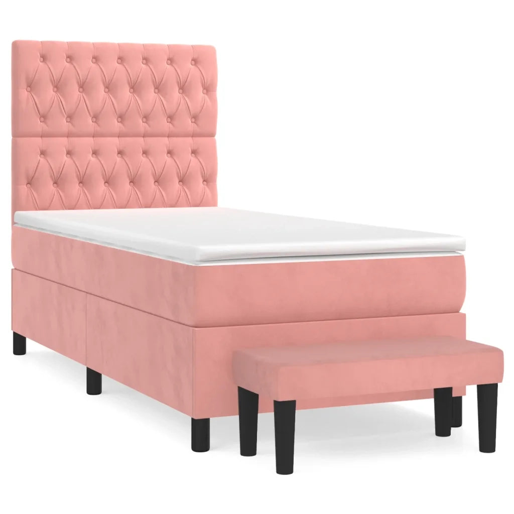 Giroletto a Molle con Materasso Rosa 80x200 cm in Velluto