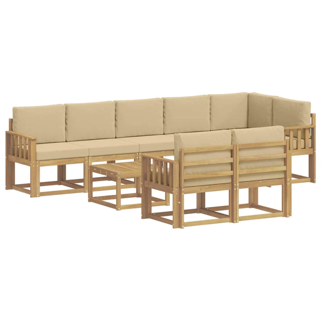 Set di divani da esterno 9 pz Bianco e Beige Poliestere 3387837