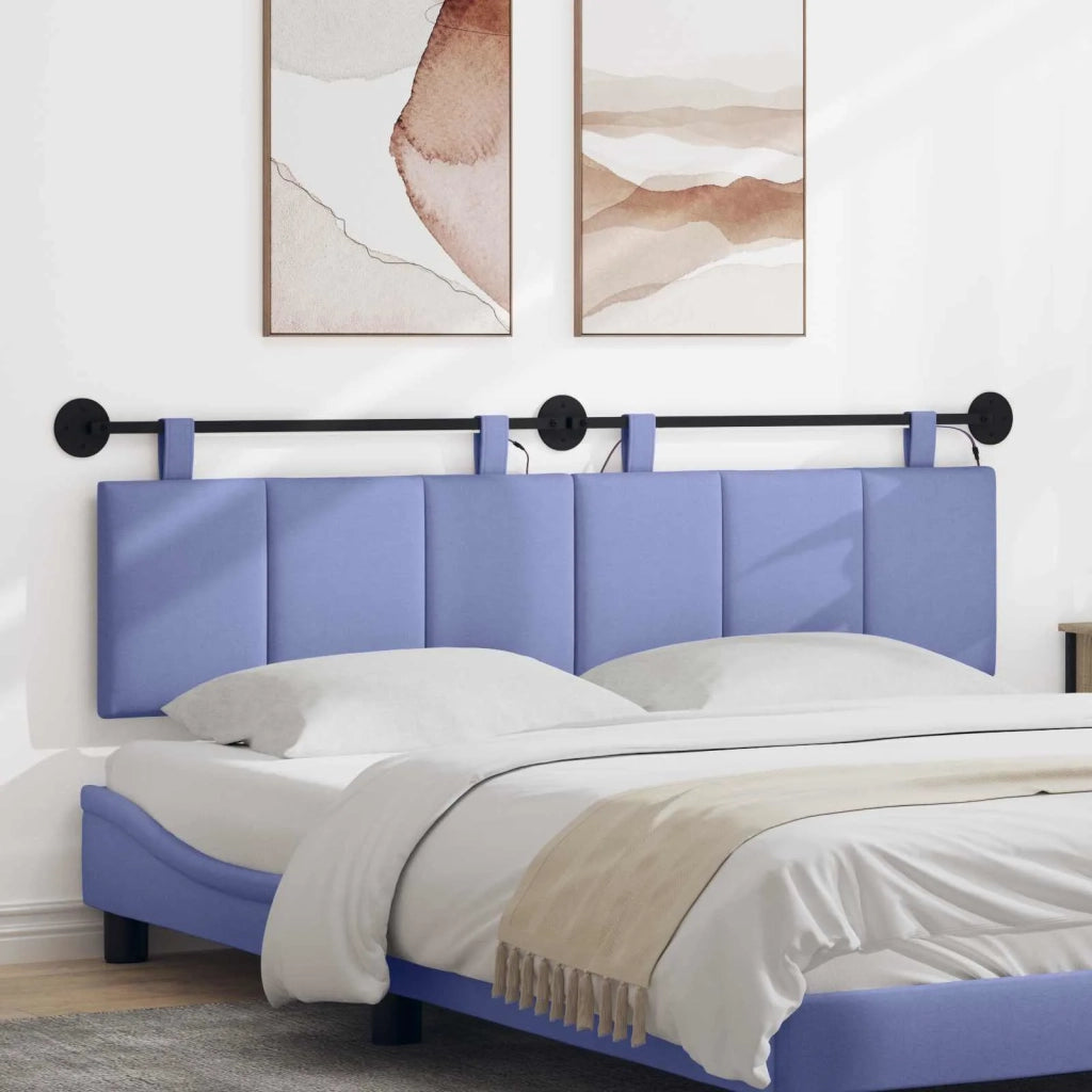 Testiera | Testata sospesa Con luce LED Blu jeans Tessuto