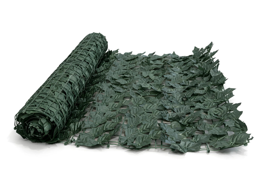 Rotolo Edera Finta Sempreverde Siepe Foglie Ornamentali Frangivista Coprente Per Recinzione - 1hx20mt - Verde