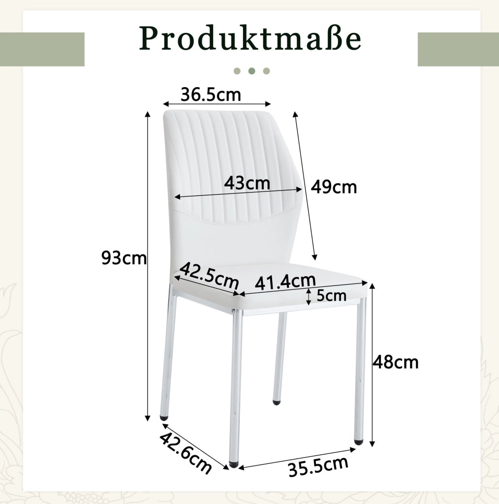 SEDIA da pranzo 93 cm PU bianco/argento Set da 4 pezzi