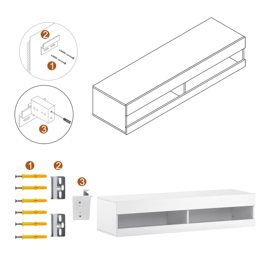 Mobile TV bianco con luci LED 140 cm