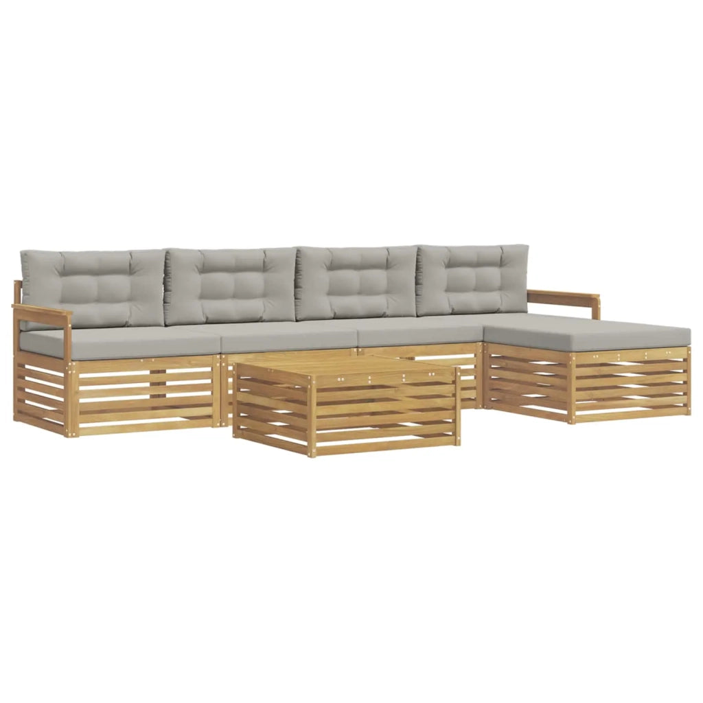 Set di divani da esterno 7 pz Bianco e Grigio Chiaro Poliestere 3390351