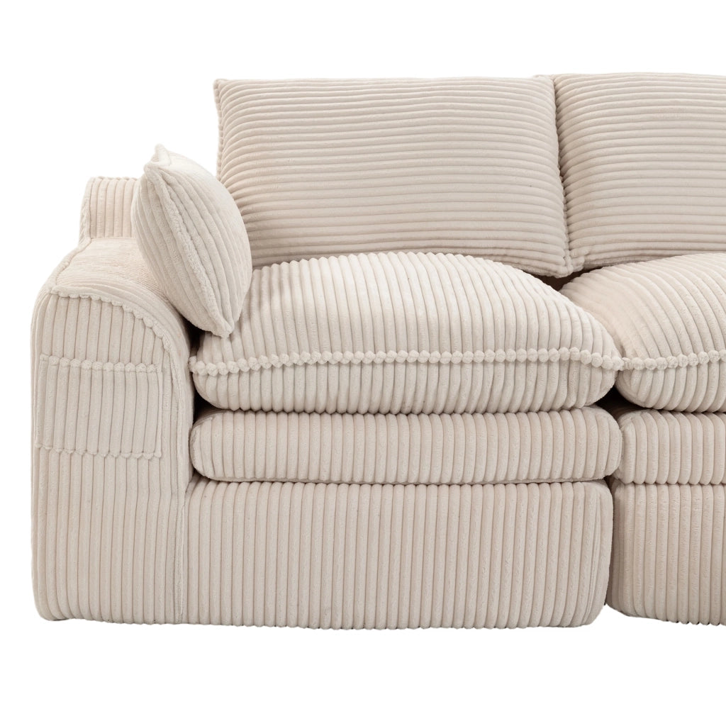 Divano 2 Posti in Tessuto a Coste con Cuscini ¨C MINIMAL ¨C Beige