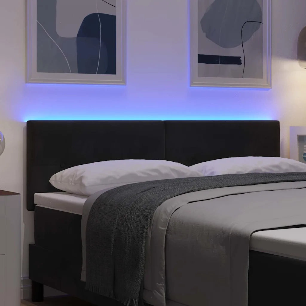 Testiera | Testata LED con strisce LED Nero 160 cm Velluto