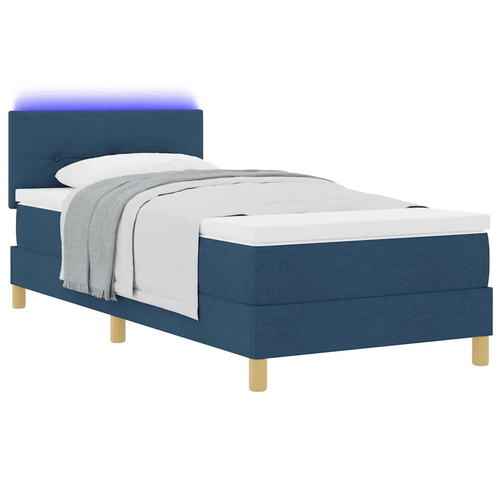 Letto a Sorgente LED con materasso Blu 100 x 200 cm Tessuto
