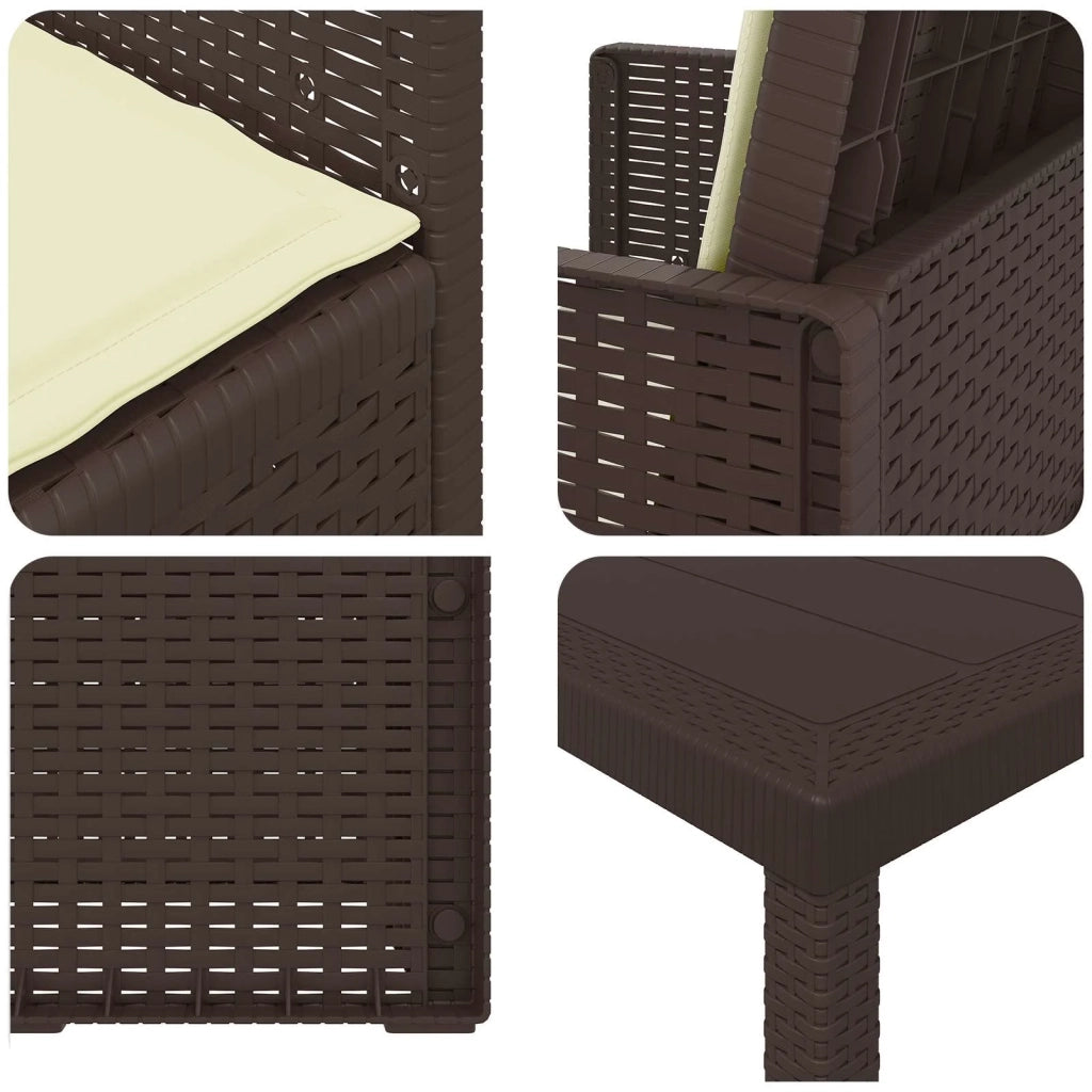 Set da Pranzo per Giardino con cuscino 9 pcs Marrone e Crema PP 3430091
