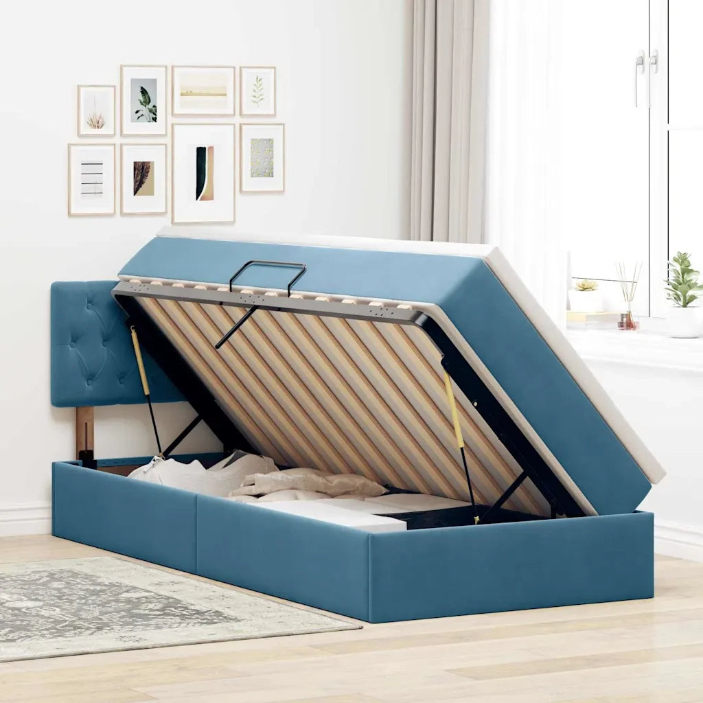 Letto con Contenitore Blu Scuro 90 x 190 cm Velluto 3370789