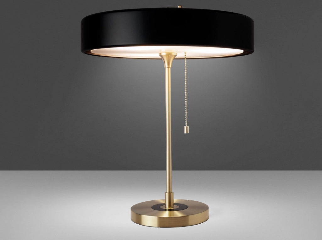 Lampada da tavolo in alluminio oro e alluminio nero