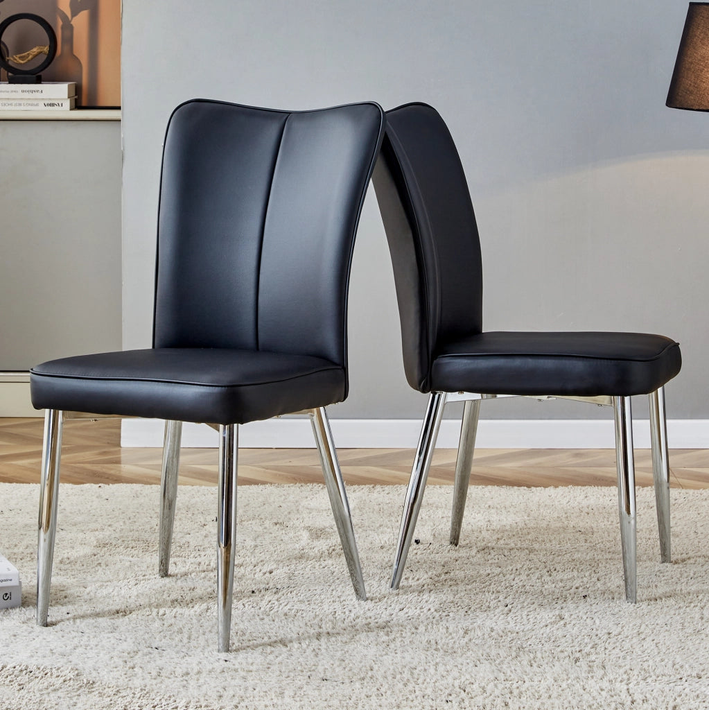 SEDIA da pranzo Set da 2 pezzi Nero PU e metallo