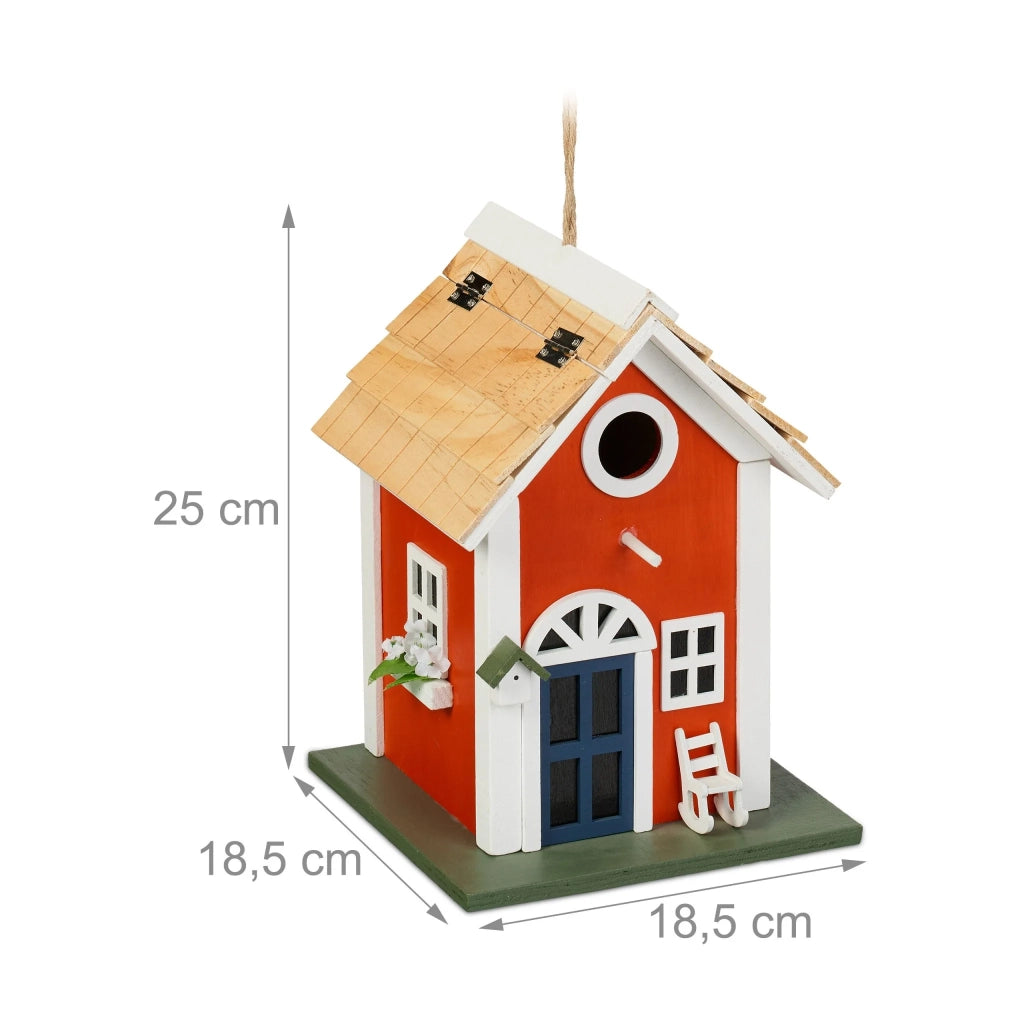 Casetta per uccelli decorativa in legno resistente in stile rustico per giardino 30 x 20 x 15 cm in legno marrone 13_0012560