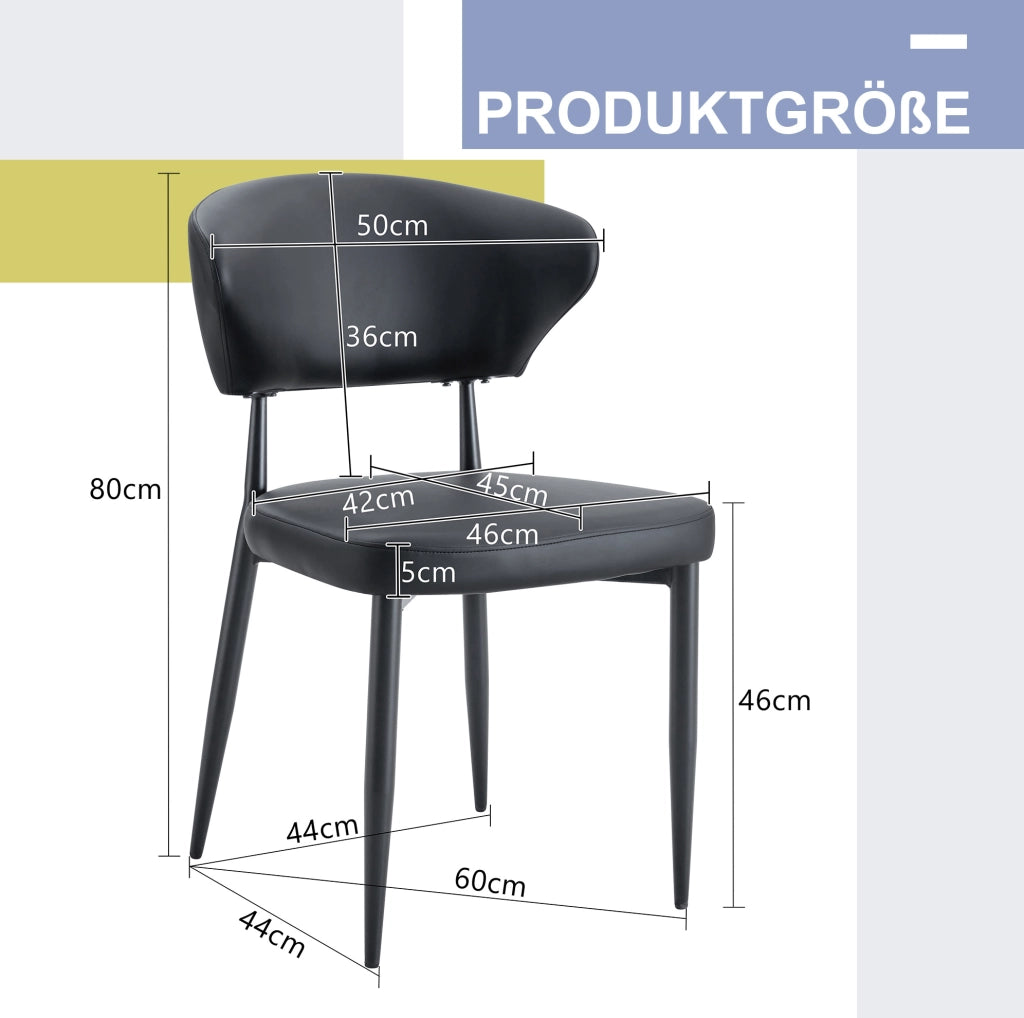SEDIA DA PRANZO Set da 2 pezzi Nera in PU e Metallo