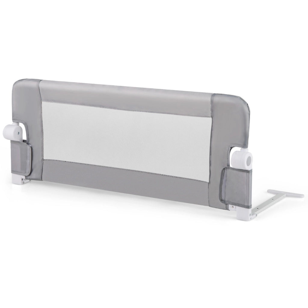 Sponda da letto pieghevole con copertura rimovibile e cinghia aggiuntiva a forma di Y-Barriera di sicurezza per bambini Grigio