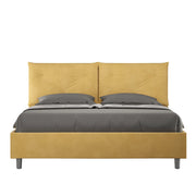 BS COM Letto queen size senza rete imbottito 150x210 microfibra ocra Large