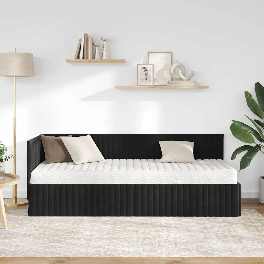 Struttura Letto Angolare con Materasso 2 pcs Nero Velluto 3393803